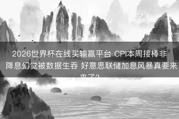 2026世界杯在线买输赢平台 CPI本周接棒非农！降息幻觉被数据生吞 好意思联储加息风暴真要来了？