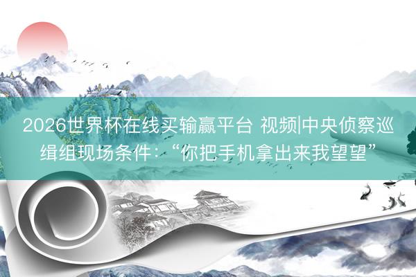 2026世界杯在线买输赢平台 视频|中央侦察巡缉组现场条件：“你把手机拿出来我望望”