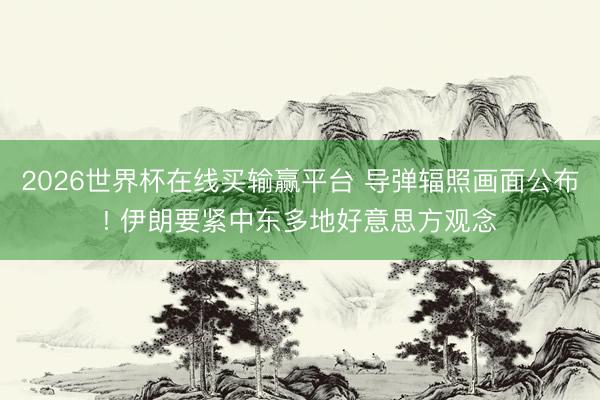 2026世界杯在线买输赢平台 导弹辐照画面公布! 伊朗要紧中东多地好意思方观念