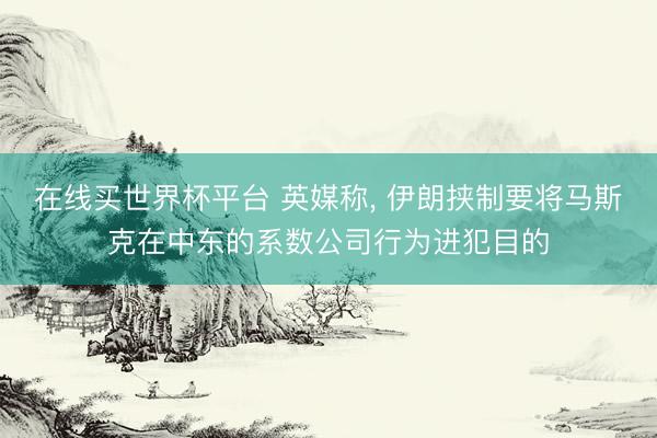 在线买世界杯平台 英媒称, 伊朗挟制要将马斯克在中东的系数公司行为进犯目的