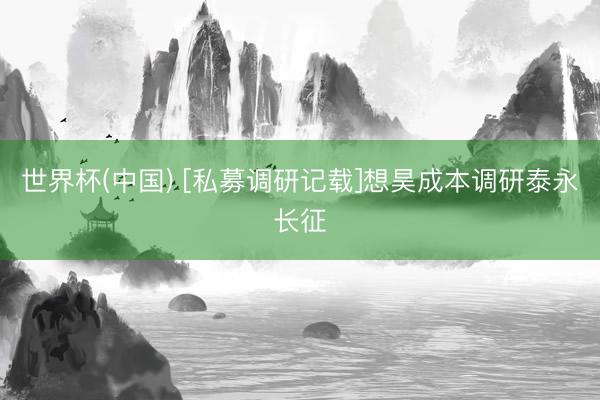 世界杯(中国) [私募调研记载]想昊成本调研泰永长征